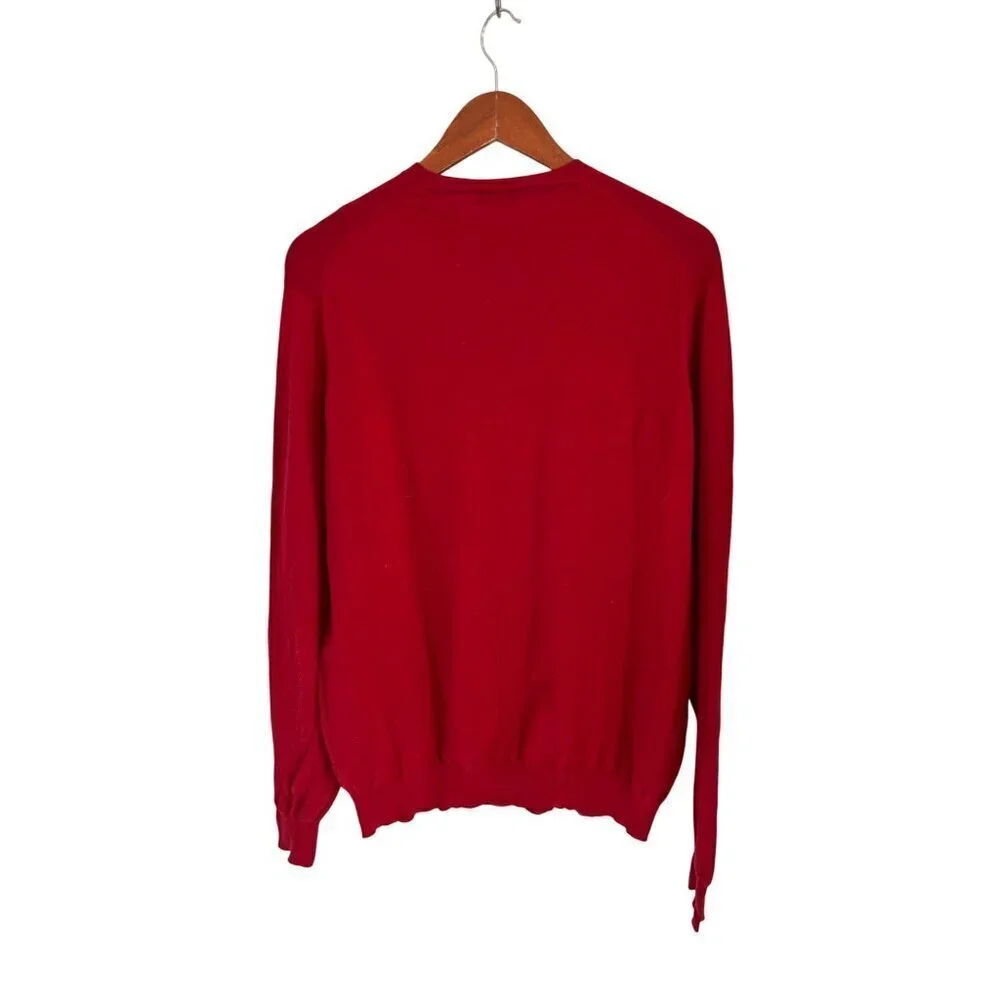 Paul Stuart Red Wool Crewneck Sweater Made In Scotland XL Mens